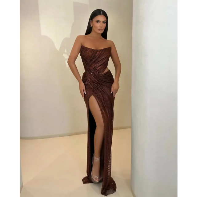 Fatgzona Elshani Molten Bronze Gown