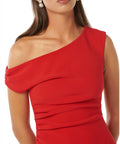Forever New Alexa Tipped Shoulder Bodycon Midi - 16 / Red - Dresses