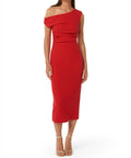 Forever New Alexa Tipped Shoulder Bodycon Midi - 16 / Red - Dresses