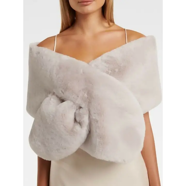 Forever New Faux Fur Wrap - Scarfs