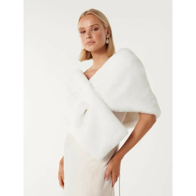 Forever New Faux Fur Wrap - Scarfs