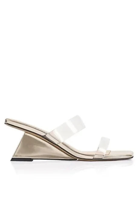Lana Wilkinson Bambi Wedge Gold Metallic Leather