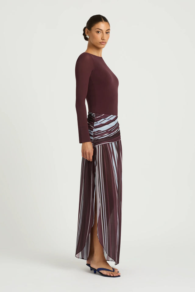 Benni Jana Long Sleeve Maxi Dress Midnight Stripe