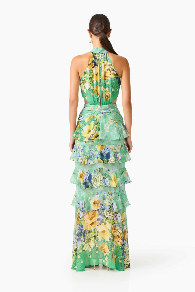 Elliatt Gardenia Halter Maxi Green Size 10