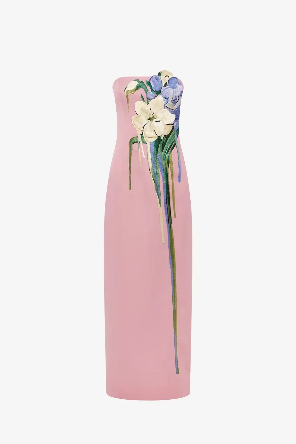 Leo Lin Rayna Embroidered Bustier Maxi Dress Bouquet Print in Pastel Pink – view 2