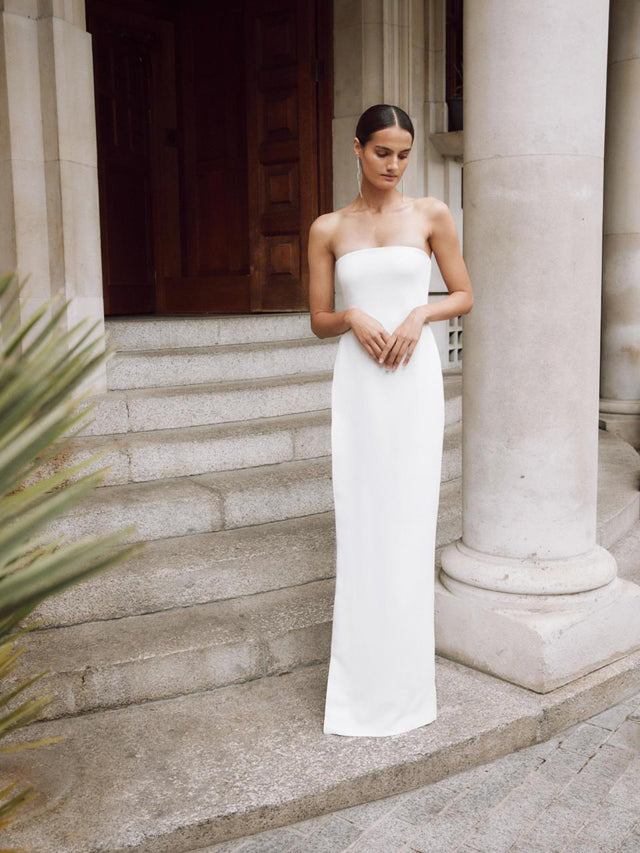 Galia Lahav Carmen column side slit silk dress - Passion For Fashion 
