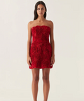 Gazer Rosette Mini Dress Size 6 - 6 / Red - Dresses