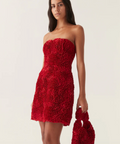 Gazer Rosette Mini Dress Size 6 - 6 / Red - Dresses