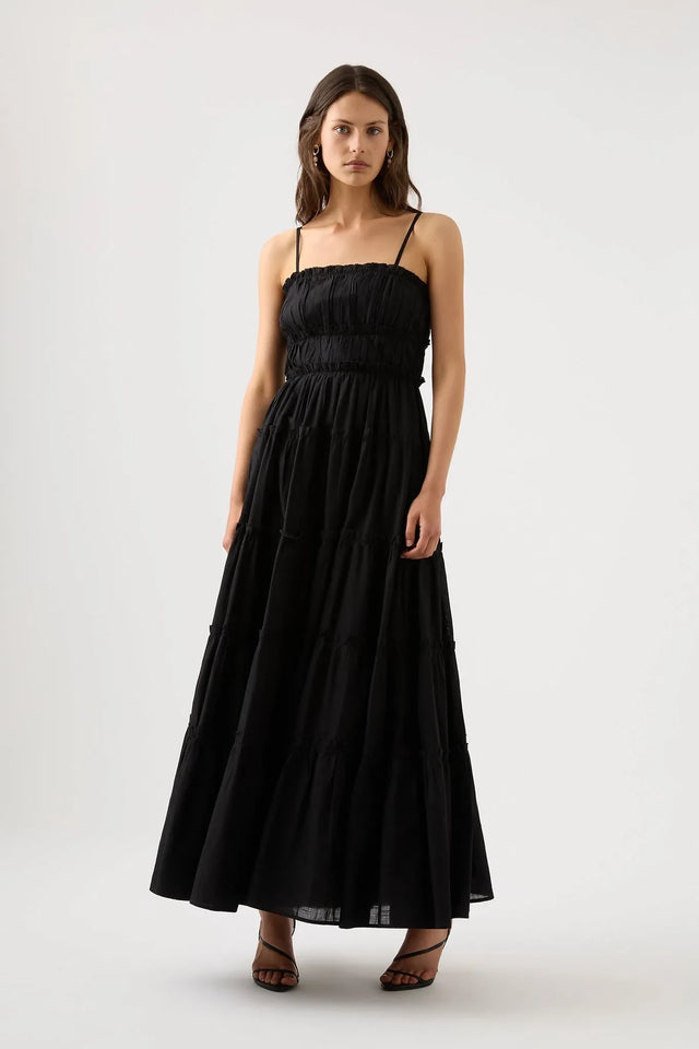 Aje Luna Tiered Maxi Dress Black