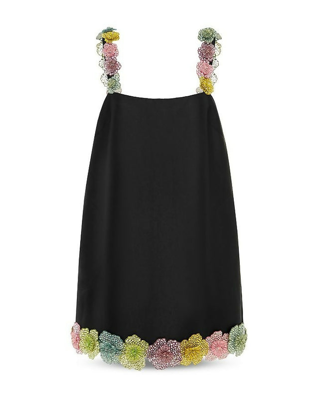 Alemais Lolita Floral Beaded Mini Dress Black