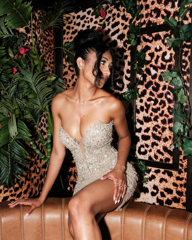 Goddess Gold Mini Dress - 6 / Nude - Dresses