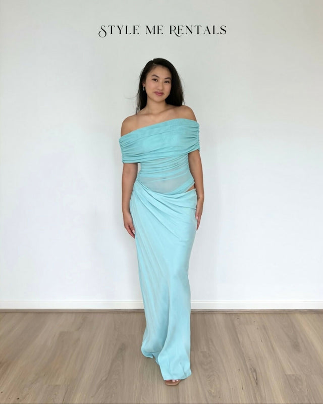 Benni Nico Off Shoulder Maxi Dress Aquamarine