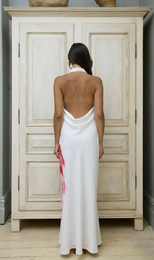WITH HARPER LU Cowl Slip Dress - White Rose