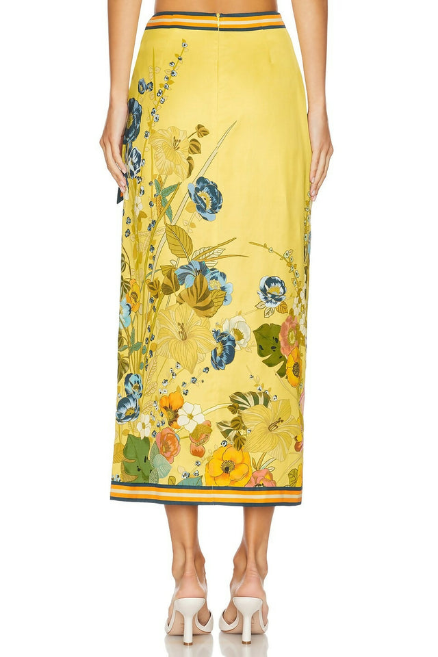 Alemais Cresida Halter Crop Top & Sarong Tie Midi Skirt Set Multi