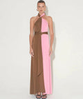 Hansen & Gretel Tempest Halter Wrap Dress In Carob/Pink - 10 / Multi - Dresses