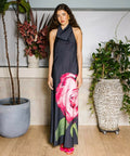 Harper Lu Cowl Slip Halter Dress - 8 / Print - Dresses
