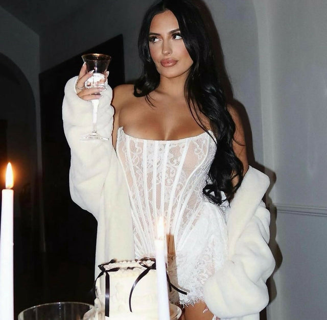 Heiress Beverly Hills Lace Corset Draped White Mini Dress | Passion For  Fashion