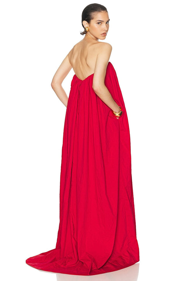 Helsa Crinkle Pleated Gown in Very Red - 8 / Red - Dresses