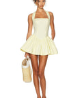 Helsa Fallie Halter Mini Dress Lemon Cream - 8 / Cream - Dresses
