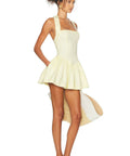 Helsa Fallie Halter Mini Dress Lemon Cream - 8 / Cream - Dresses