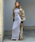 Helsa Jersey Backless Maxi Dress - 8 / Gray - Dresses
