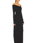 Helsa Matte Jersey Off Shoulder Maxi Dress - 6 / Black - Dresses