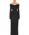 Helsa Matte Jersey Off Shoulder Maxi Dress - 6 / Black - Dresses