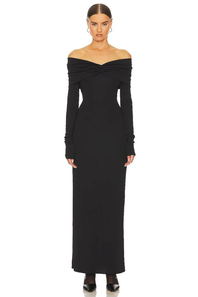 Helsa Matte Jersey Off Shoulder Maxi Dress - 6 / Black - Dresses