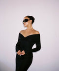 Helsa Matte Jersey Off Shoulder Maxi Dress - 6 / Black - Dresses