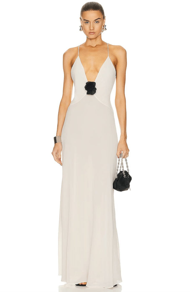 Helsa sheer deep V long slip dress - Passion For Fashion 