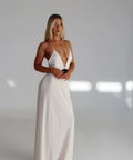 Helsa Sheer Deep V Maxi Ivory - 8 / White - Dresses