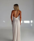 Helsa Sheer Deep V Maxi Ivory - 8 / White - Dresses