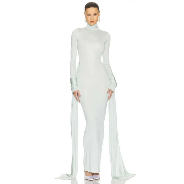 Helsa Slinky Jersey Sarong Maxi Dress Mint Green Size XS & M - Dresses