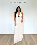 Helsa Studios Sheer Deep V Long Slip Dress Ivory Size XS / AU 6 - 6 / White - Dresses