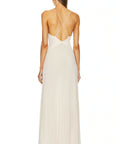 Helsa Studios Sheer Deep V Long Slip Dress Ivory Size XS / AU 6 - 6 / White - Dresses