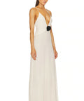 Helsa Studios Sheer Deep V Long Slip Dress Ivory Size XS / AU 6 - 6 / White - Dresses