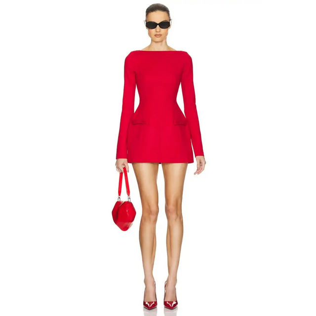 Helsa The Parasol Mini Dress Lipstick Red Size XXS &