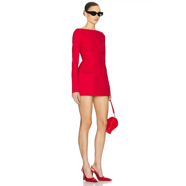 Helsa The Parasol Mini Dress Lipstick Red Size XXS & XS - Dresses