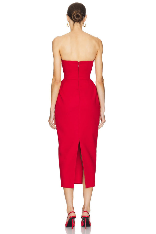Helsa The S Curve Dress With Bow in Lipstick Red - 6 / Red - Dresses