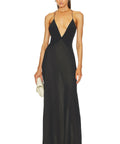 Helsa V Neck Maxi Dress in Black - Dresses