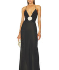Helsa V Neck Maxi Dress in Black - Dresses