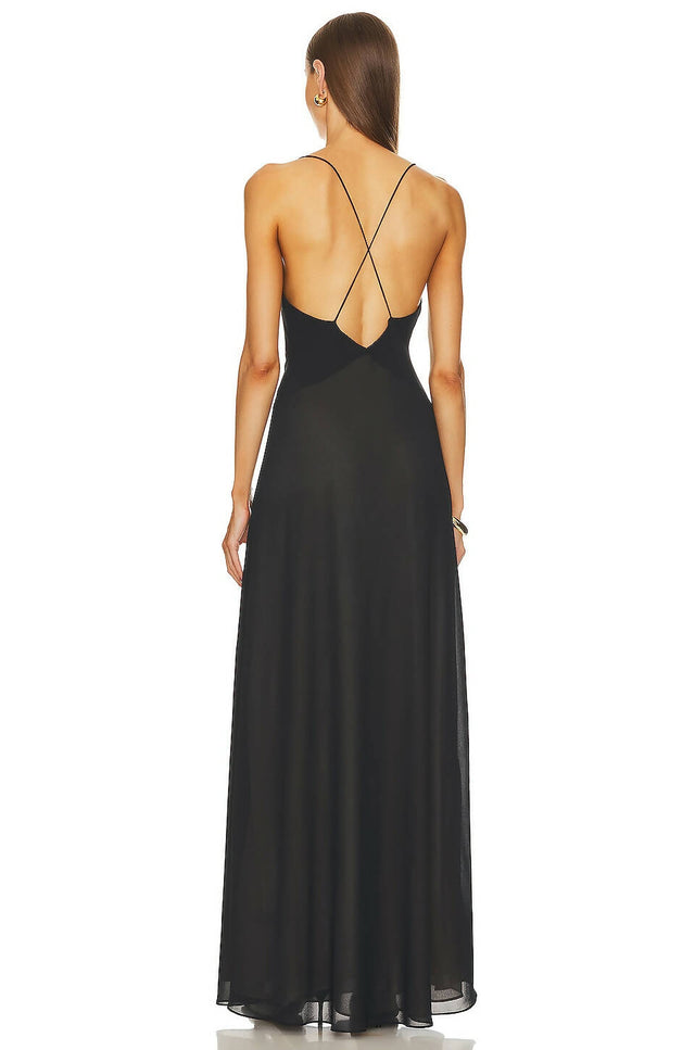 Helsa V Neck Maxi Dress in Black - Dresses