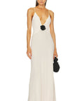 Helsa V Neck Maxi Dress in Ivory - 8 / White - Dresses