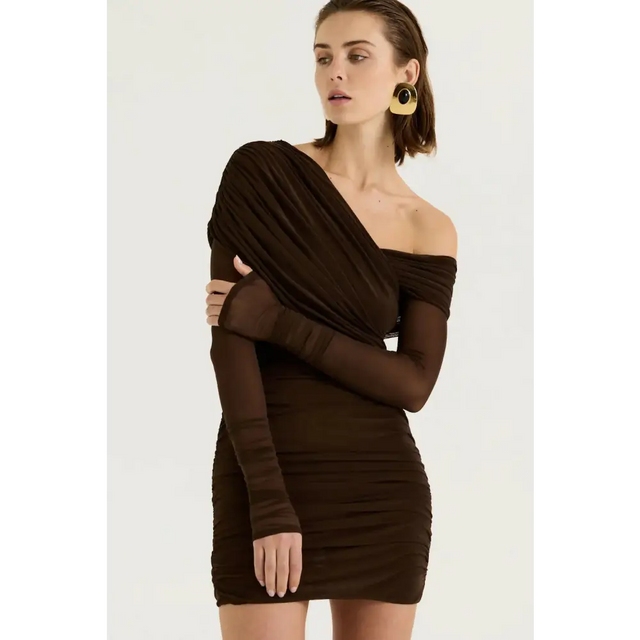 Henne Paris Mini Dress Brown Size 8 10 - Dresses