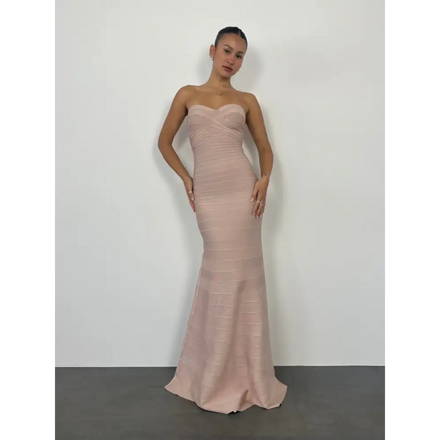 Herve Leger Blush Sara Gown - 8 / Pink - Dresses