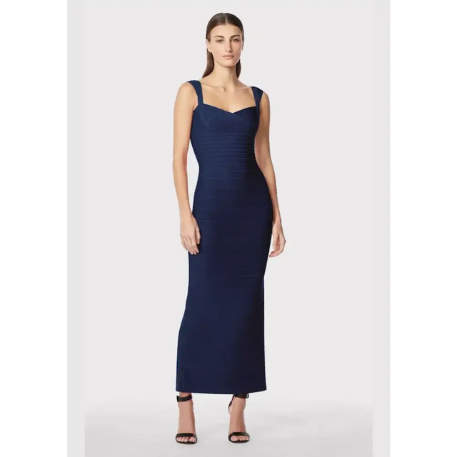 Herve Leger Navy Sweetheart Gown - Dresses