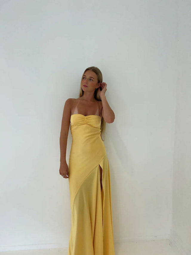 HNTR The Label Gaia Gown in Gold Sun - 6 / Yellow - Dresses