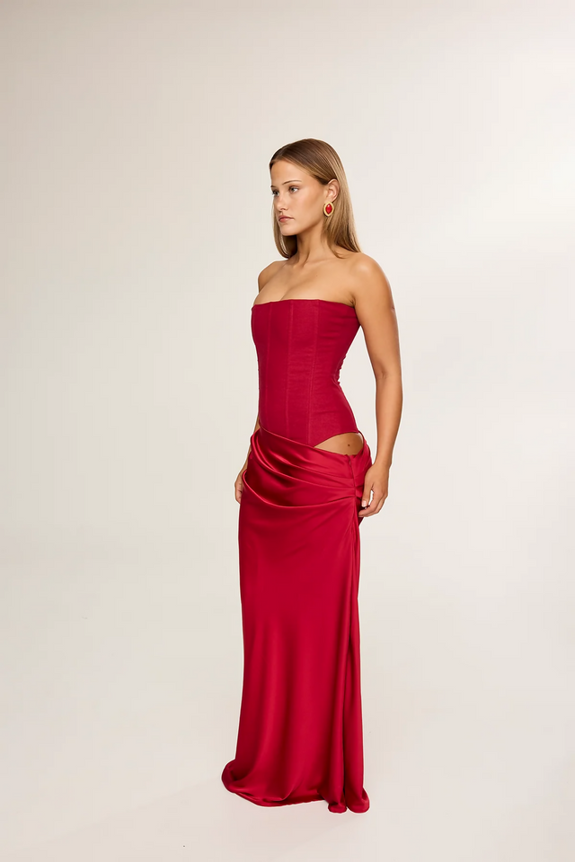 HNTR The Label Huxley Gown in Wine - Dresses