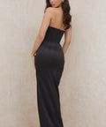 House of CB Adrienne Satin Strapless Corset Maxi Dress in Black Size 8 - 8 / Black - Dresses
