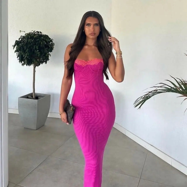 House of CB ‘Aiza’ Raspberry Maxi - S (Bigger Cup Size) / Pink - Dresses